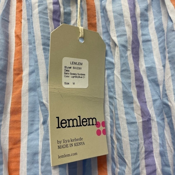 lemlem Bahiri Sweepy Striped Dress in Light Sky Blue size Medium NWT - Picture 9 of 11